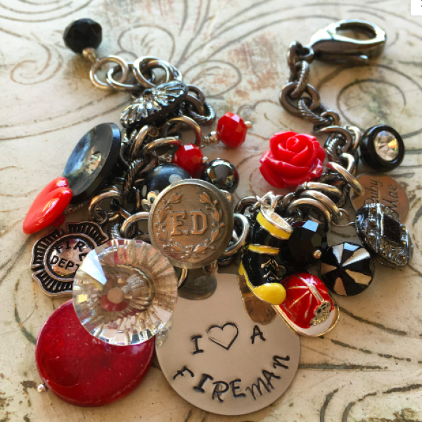 I Heart A Fireman charm bracelet