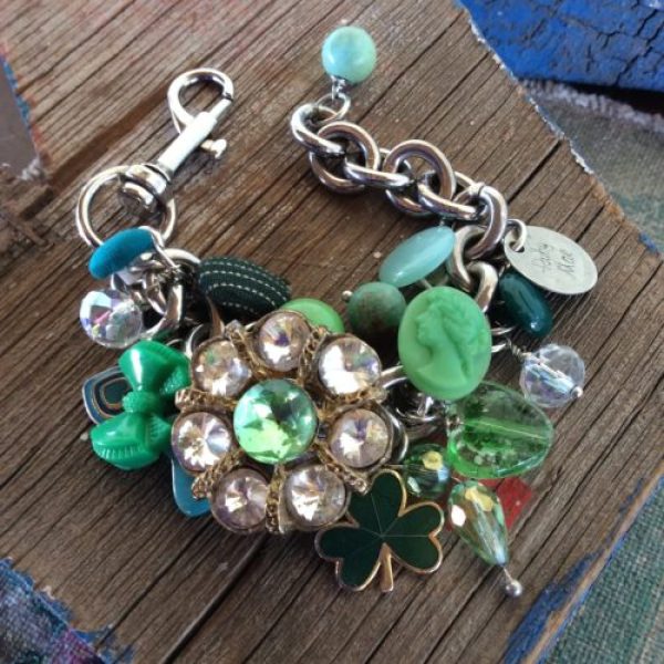 Gorgeous greens button bracelet was picked at a Junk In The Trunk Vintage Market