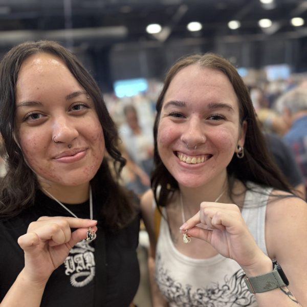 Vintage Market shoppers wearing their Ruby Mae charm necklaces