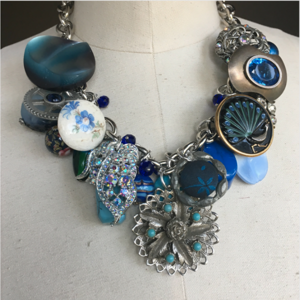 Blue Bayou Vintage Buttons Necklace