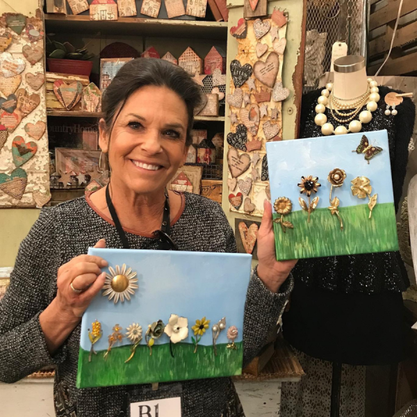 Brooch Art bought at Sweet Salvage – painted by Leah