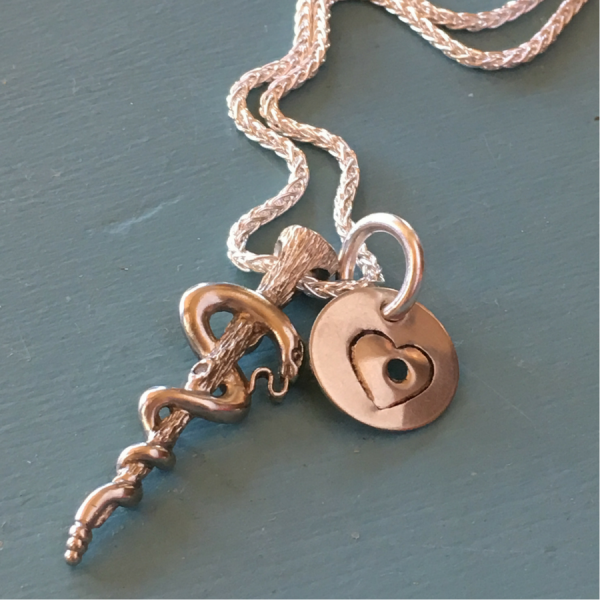 Cadeceus + Hole In My Heart Charm Set